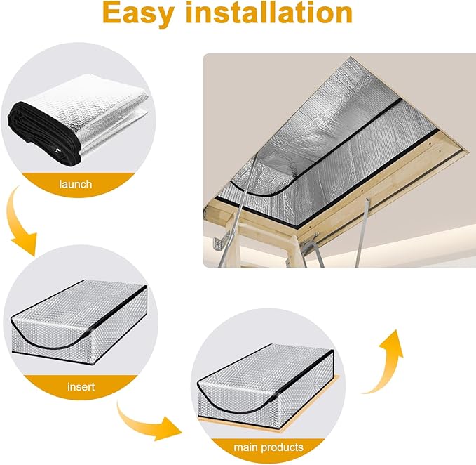 Attic Stairway Insulation Cover - Premium Energy Saving Attic Stairs Door Ladder Insulator Pull Down Tent with Zipper 25 in x 54 in x 11In (Attic Cover)
