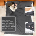 100% Cotton Sleeping Bag Liner with Full Length Zipper on 3 Sides; Single/Double Adult Sleep Sack for Travel & Camping, Multifunctional Travel Sheets (Unzipped 87”x87”) for Hotel, Lightweight