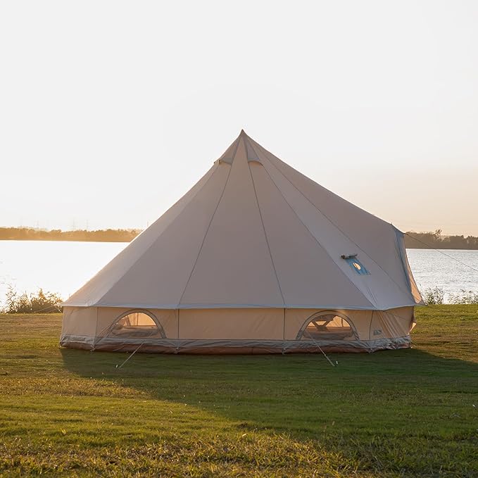 Oxford Bell Tent for Family Camping - Spacious 13.1ft /16.4ft Yurt with Stove Jack, Large Glamping Tents for 4-8 People, 4 Season Oxford Hot Tent Shelter