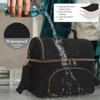 Waxed Canvas Lunch Cooler Bag for Men, Insulated Lunch Box with Two Compartment, Small Soft Cooler Lunch Bags with 2 Ice-Packs, 10.5L Leakproof Lunchbox for Work, Camping, Beach and Road Trips