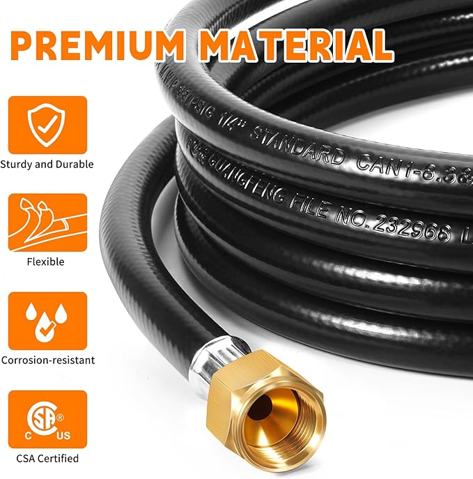 GasSaf 5FT 2 Stage Propane Regulator with Hose and Gauge for RV, Generators, Camp Stoves, Gas Grills, Heaters - Standard POL Connection Fits 5-100 lb Propane Tanks