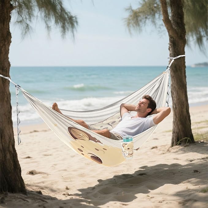Small Leopard Snowman Camping Hammocks with Hanging Rope Indoor Hammock for Outside Beach Patio Garden