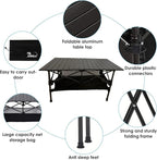 LEADALLWAY Folding Camping Table Low Picnic Table with Large Storage and Carrying Bags,37.4×21.65×19.69inchs
