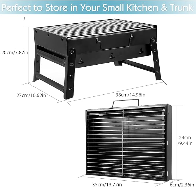 Uten Charcoal Grill, BBQ Grill Folding Portable Lightweight smoker Grill
