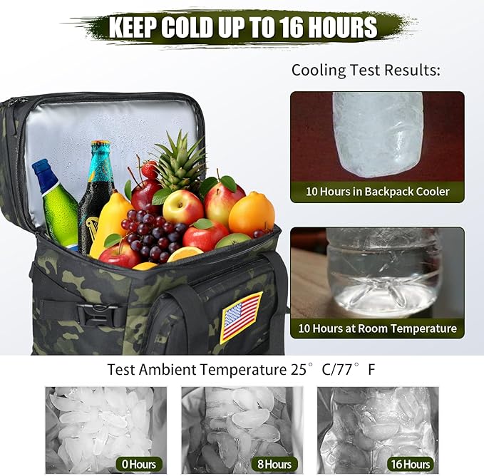 Tactical Backpack Cooler, AYAMAYA Leakproof 40 Cans Soft Cooler Backpack with Handle, Waterproof Insulated Tactical Lunch Box Bag for Work, Beach, Travel, Camping, Picnic, Hiking