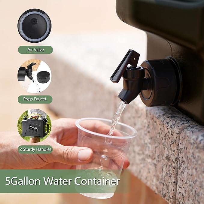 3.2 Gallon/5 Gallon Water Containers with Spigot, BPA Free Water Jug, Military Green Water Tank, Multifunction Water Storage Containers for Camping Outdoor Hiking,Emergency Stroage