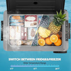 Kndko 12 Volt Car Refrigerator, 53 Quart (50L) Compressor Electric Cooler, Portable Car Fridge 12V/24V DC 100-240V AC, -4℉~68℉, 12v Fridge with Wheels & Baskets for Road Trip, Truck, Camping, Boat