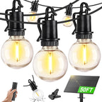 ZJOJO Solar Outdoor String Lights Waterproof, 50FT G40 Globe Patio Lights String Lights Solar Powered with 25 Edison Bulbs 2700K Shatterproof Hanging Lights for Porch Backyard Pergola Bistro