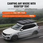 VEVOR Rooftop Tent Hard Shell, 2-3 Person Aluminum Roof Top Tent Hardshell with Tri-Color LED Light, Thick Mattress & 1 Window, Waterproof Windproof Overland Camping Car Roof Rack for Jeep SUV Pickup