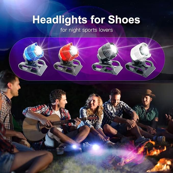Running lights for runners,Lights for walking at night,IPX5 Running shoe lights waterproof,Shoe light,2Pcs Shoe headlights Used for Dog Walking, Walking Tours Camping, Suitable for Adults Kids(Silver)