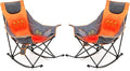 SUNNYFEEL Oversized Heated Rocking Camping Chair 2 Pack, Fully Padded Patio Chair with Side Pocket, High Back Portable Lawn Recliner with Carry Bag, Outdoor Rocker Chair for Adults Heavy Duty 500 LBS