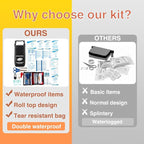 Boat First Aid Kit Waterproof, WELL-STRONG Marine Emergency Kit with Roll Top Dry Bag for Boating Fishing Kayaking – Water-Resistant Contents for Camping & Beach（Black）