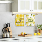 Zubebe 6 Pcs Lemon Kitchen Towels Summer Lemon Dish Cloth Set 18 x 28 Inch Ultra Absorbent Yellow Hand Cloths Tea Towels for Cooking Baking, Housewarming Gift for Home