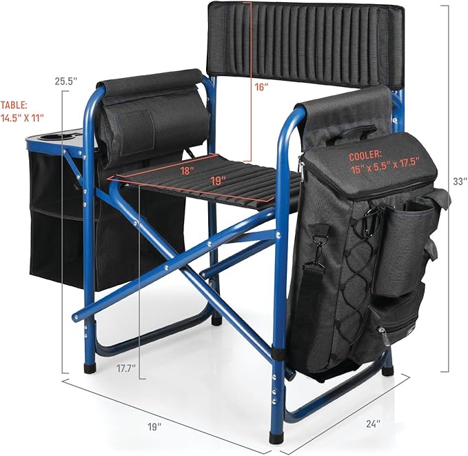 Picnic TIME NFL Unisex-Adult NFL Fusion Camping Chair with Side Table and Soft Cooler, Beach Chair for Adults, Lawn Chair