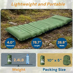 4 Inch Thick Camping Sleeping Pad with Internal Straps - R Value 4.0 for 4 Seasons, Lightweight Sleeping Mat for Hiking, Backpacking, Travel