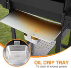 Propane Gas Grill with Folding Side Tables, 3-Burner Gas Grill with Cast Iron Grates and Stainless Steel Griddle Pan, Outdoor BBQ Grill Portable with Wheels 30000 BTU Output