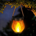 iBaycon 1 Pack Solar Lanterns Lights, Halloween Flickering Flame Garden Lights with 2 Modes Dual Charging USB & Solar, Outdoor Waterproof Hanging Lantern for Party Holiday Halloween Decor (Warm White)
