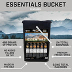 Peak Refuel Essentials Bucket | 100% Real Meat | Premium Freeze-Dried Meals for Backpacking, Camping & Survival | 24 Servings | MRE Emergency Food