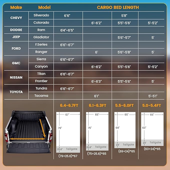 Truck Bed Tent, Waterproof PU3000mm Pickup Truck Tent for Camping Bed, 2-3 Person Sleeping Truck Tent, Portable for Car Camping
