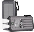 Solar Charger 20,000mAh, Portable Power Bank, 4 Cables Outdoor Waterproof External Backup Phone Charger with USB-C for Cell Phones, Solar Battery Pack with Dual Flashlight for Camping