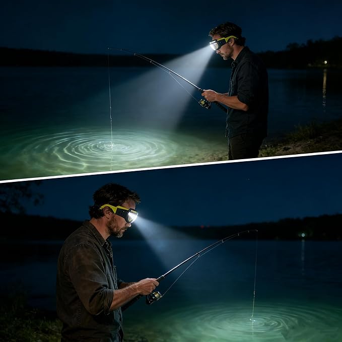 HISKI Rechargeable LED Headlight Glasses with Motion Sensor,LED Glasses Rechargeable Headlight Glasse with Motion Sensor & Touch Control