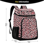 Leopard Pink Cooler Backpack Insulated Waterproof Leak Proof Beach Cooler Bag Lightweight Lunch Picnic Camping Backpack Cooler for Men and Women
