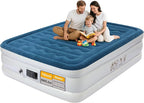 air Mattress Queen with Built in Pump 14 Inch Portable Inflatable Mattress Deluxe Flocking Inflatable Mattress for Temporary Guest Accommodation, Camping, and Home use MAX is 660 pounds
