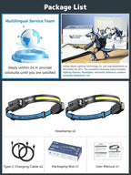 Smiling Shark TD-0123-S Headlamp, 2-Pack 2400mAh Ultra-Bright Head Lamp Flashlight Rechargeable with Multi-Mode LED Head Lamp with 270°Rotated for Outdoor, Camping, Hiking