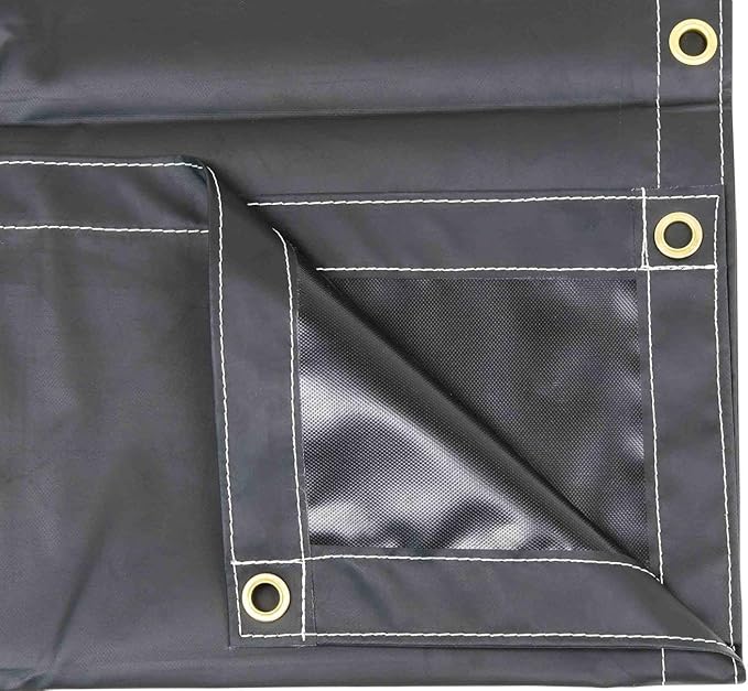 Mytee Products 6' x 8' Heavy Duty Black 18oz Vinyl Utility Tarp Waterproof, Multipurpose, Cars, Boats, Campers, Pool Cover, Tent