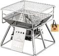 CAMPINGMOON X-MINI Small Size Portable Fire Pit, Mini Stainless Steel Tabletop Fire Pit Charcoal Grills for Camping, Solo Outdoor Cooking, Hiking BBQ Backpacking, with Carry Bag 7.5 inch