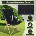 Giantex Camping Chairs 2 Pack, Folding Beach Chairs for 330lbs, Outdoor Butterfly Chair, Portable Lawn Chairs for Picnic Fishing Hiking Mountaineering, Lightweight Bamboo Frame No Assembly (Black)
