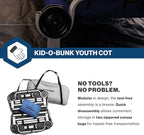 Disc-O-Bed Youth Double Cot Kid-O-Bunk, Modular for Bunk Beds, Dual Cots, or Bench with 2 Carry Bags for Portable Transport