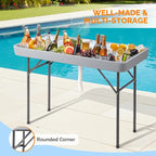 VINGLI 46" Extra LargeFolding Party Ice Cooler, Portable Tailgate Camp Fishing Cleaning Table, Plastic with Matching Skirt, Ice Table for Party, BBQ, Camping, Picnic (Grey)