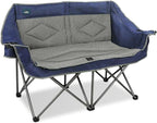 Northroad Folding Loveseat Camping Chair Portable Double Duo Full Padded Garden Chair for 2 Person Sofa w/ 2 Cup Holder,Wine Glass Holder,Mesh Storage,Support 500lbs for Picnic Beach Travel(Blue)