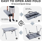 Cococabana X Camphor Portable Folding Table with Adjustable Shoulder Strap for Camping, Tailgating, Picnic, RV - Roll Up Design, Quick Setup, Compact Size, Heavy-Duty, Scratch & Stain Resistant
