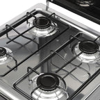 4 Burner Gas Stove Portable Outdoor Stove with Removable Storage Stand, Heavy Duty Stainless Steel Propane Gas Cooker with Wind Blocking Cover for Camping Picnic Home RV Cooking (no hose)