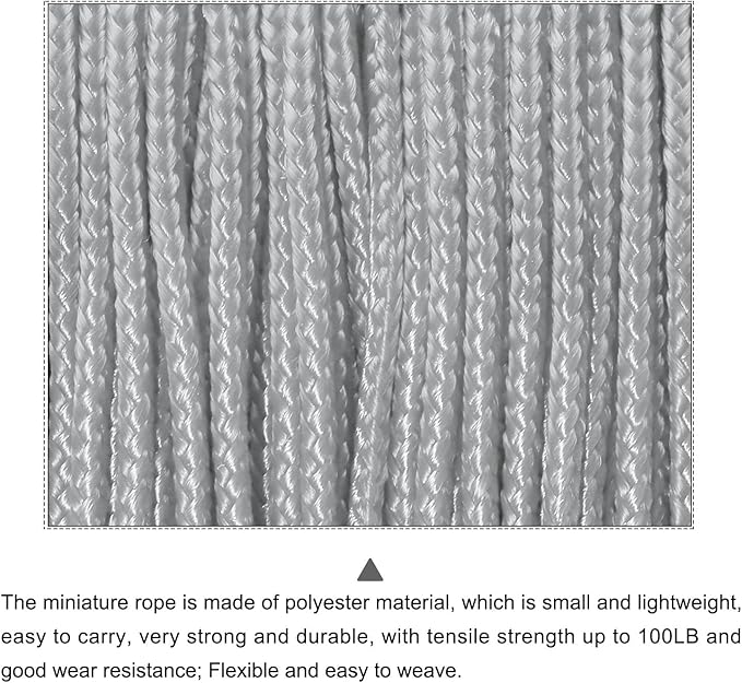 MECCANIXITY 1.18mm x 164 Feet Paracord Micro Cord Rope 100 LB Polyester Braided Cord Spool for Camping Outdoor Jewelry Bracelet, Silver