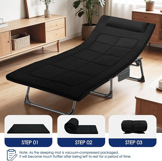Camping cot Mattress Comfortable Portable Sleeping Pad for Adults Waterproof Fabric Floor Mattress Easy to Store Sleeping Mat for Guest Garden Home Lawn Outdoor Indoor