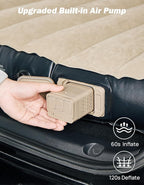 JOYTUTUS Model Y Air Mattress, Self-Inflating Camping Bed Compatible with Tesla Model Y, Upgraded Built-in Pump, Soft Bed Sheets, 2 Pillows,Camel