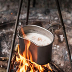 Camping Campfire Utensils, Outdoor Camping Pot Set Portable Bowl Picnic Cookware Tableware Lunch Box with Lid Backpacking Gear