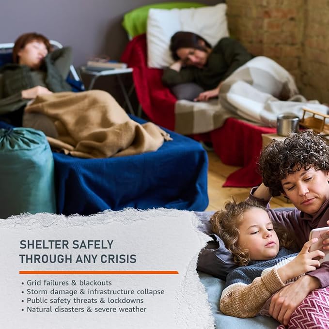 Shelter in Place Kit – 2+ Week Emergency Home Preparedness System with Food, Water, Medical, Power & Hygiene Supplies, Waterproof Tote, Disaster Readiness for Families & Households