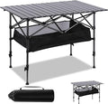 Adjustable Height Aluminum Folding Camping Table，Folding Grill Table，for Outdoor, Camping, Beach, BBQ, Patio, and Picnic, Durable & Waterproof with Carrying Bag(Large-Size)