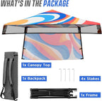 EAGLE PEAK 8x8 Pop Up Canopy Tent with Sidewall, Compact, Portable Slant Leg Instant Sun Shelter for Beach, Sports, & Camping, 8x8 Base 6x6 Top, Swirl