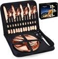 Flatware Silverware Set, 20-piece Outdoor Camping Stainless Steel Cutlery, Forks, Spoons, Plates, Food Clips, Portable Cutlery Bag Set, Tableware Cutlery Set (Color : Rose Gold, Size : 4Set