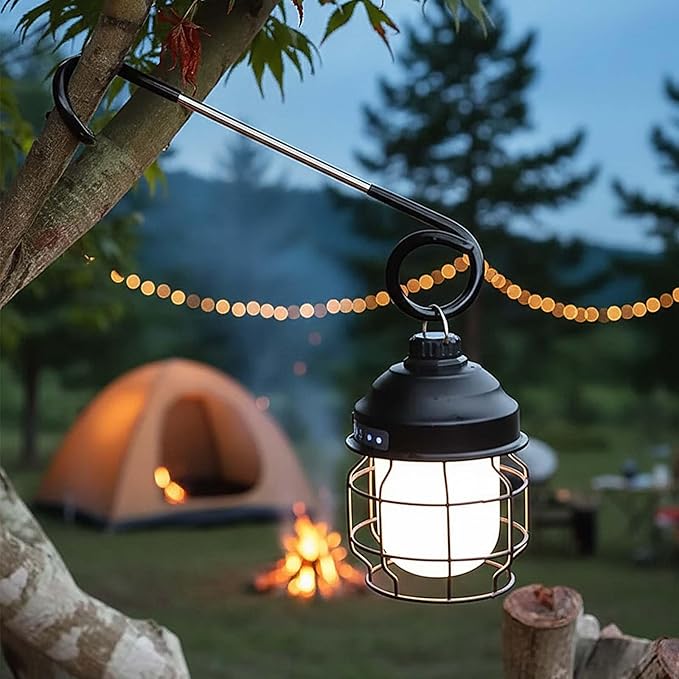 Lantern Stand Hook Camping Light Pole – Heavy Duty Camping Lantern Stand Tent Camping Accessories, Tent Pole Hook Lantern Holder Hanger Clips for Camping Light Hooks, Grill, Hiking