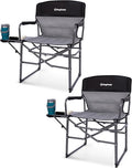 KingCamp Oversized Camping Directors Chair with Side Table, Compact Design Heavy Duty 440lbs, Folding Portable Padded Camp Chairs with Extra Wide Seat & Anti-Sag Fabric for Outdoor Fishing Sports Lawn