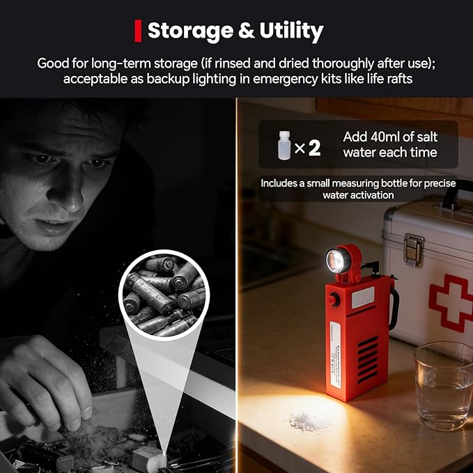 Salt Water Lamp, LED Lamp, Outdoor Lights, No Battery Emergency Lamp, Suitable for Outdoor Activities, Night Fishing, Camping, Replaceable Parts Sustainable Use for 220 Hours