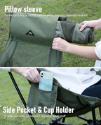 iClimb Ultralight Compact Camping Folding Beach Chair with Anti-Sinking Large Feet (Green - Triangular Frame High Back)