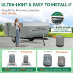 Umbrauto Pop Up Folding Camper Cover Fits 10‘-12’, Upgraded 7 Layers Top Tent Trailer Cover Waterproof Extra Thick Polypropylene Breathable Ripstop Pop Up Folding Trailer Cover