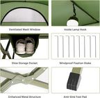 Tangkula 2-Person Tent Cot, 4-in-1 Folding Tent with Waterproof Rainfly, Self-Inflating Mattress & Roller Carrying Bag, Portable Off Ground Elevated Tent with Shoe Storage Pocket & Lamp Hook